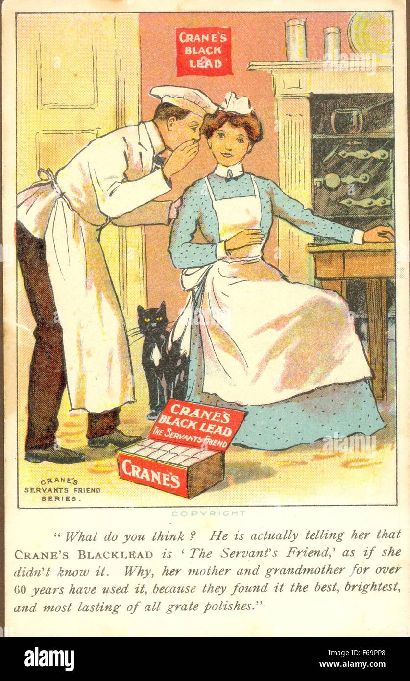 Advertising postcard for Crane's Black Lead, The Servant's Friend circa 1905 Stock Photo