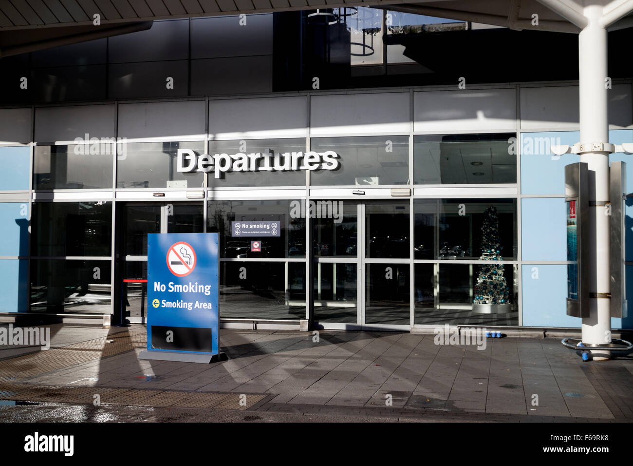 Birmingham Airport terminal building, entrance to Departures, UK Stock Photo