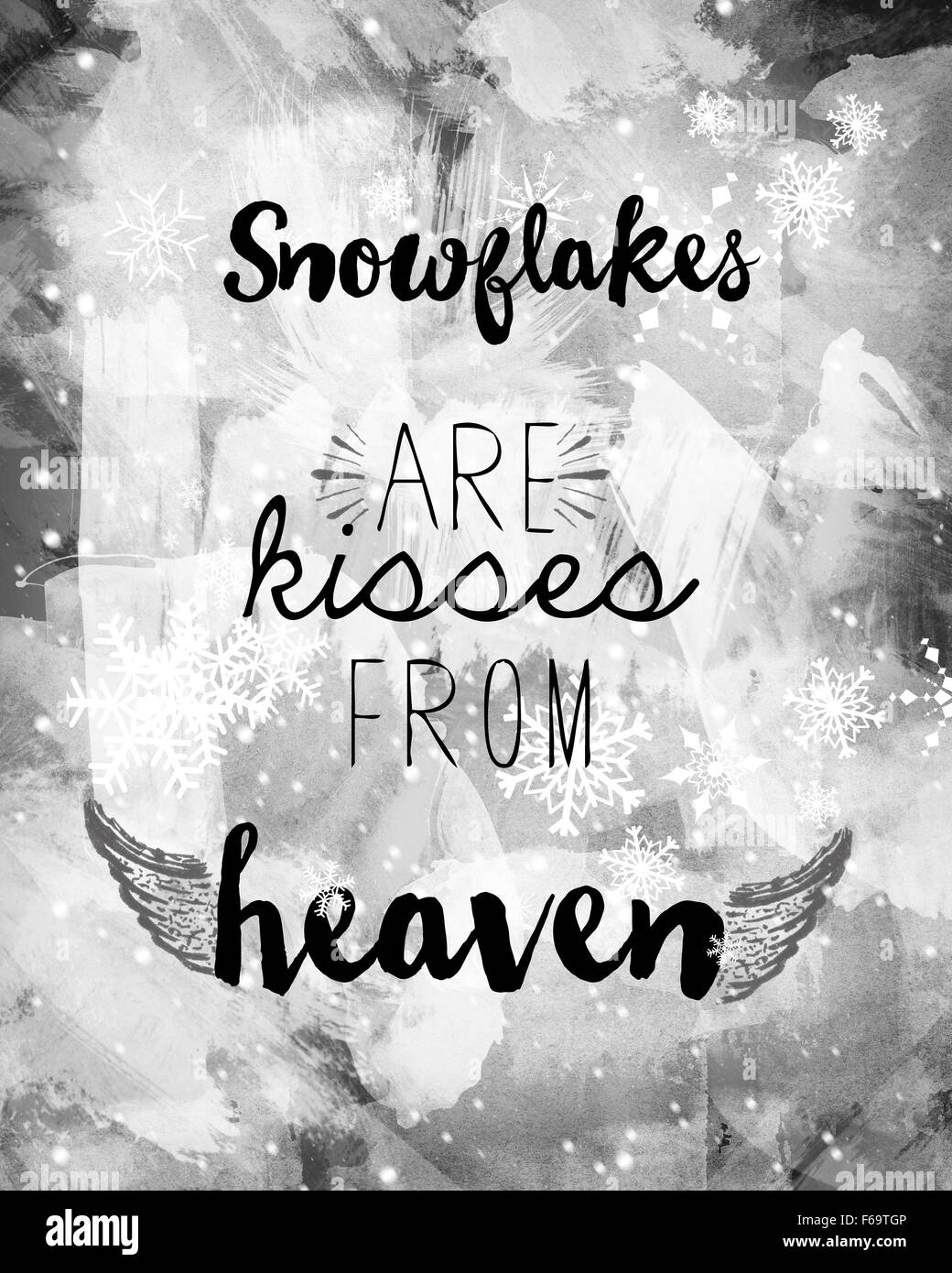 Greeting illustration snowflakes christmas Black and White Stock Photos ...
