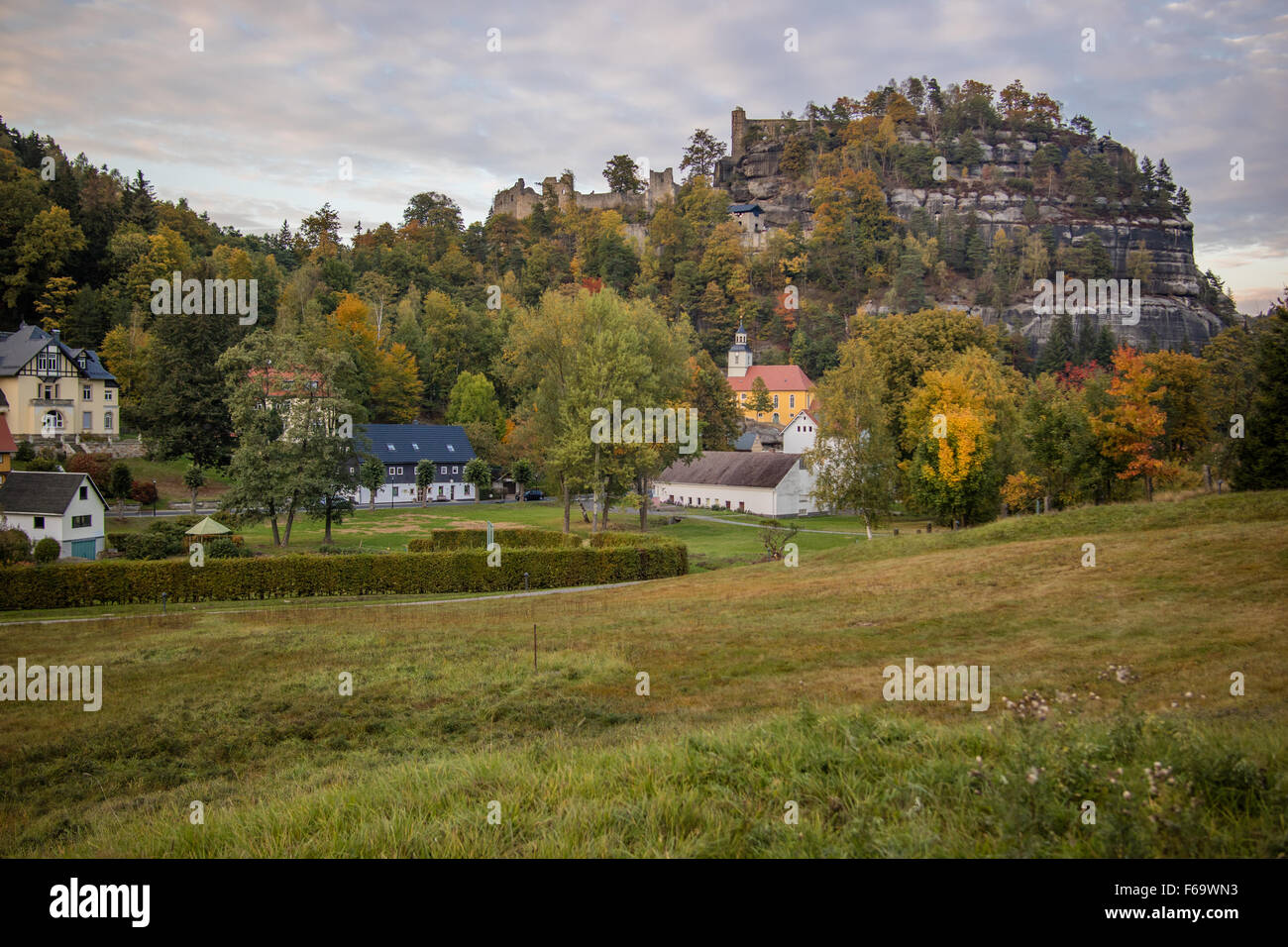 Landscape with mountains in Oybin, Germany Stock Photo