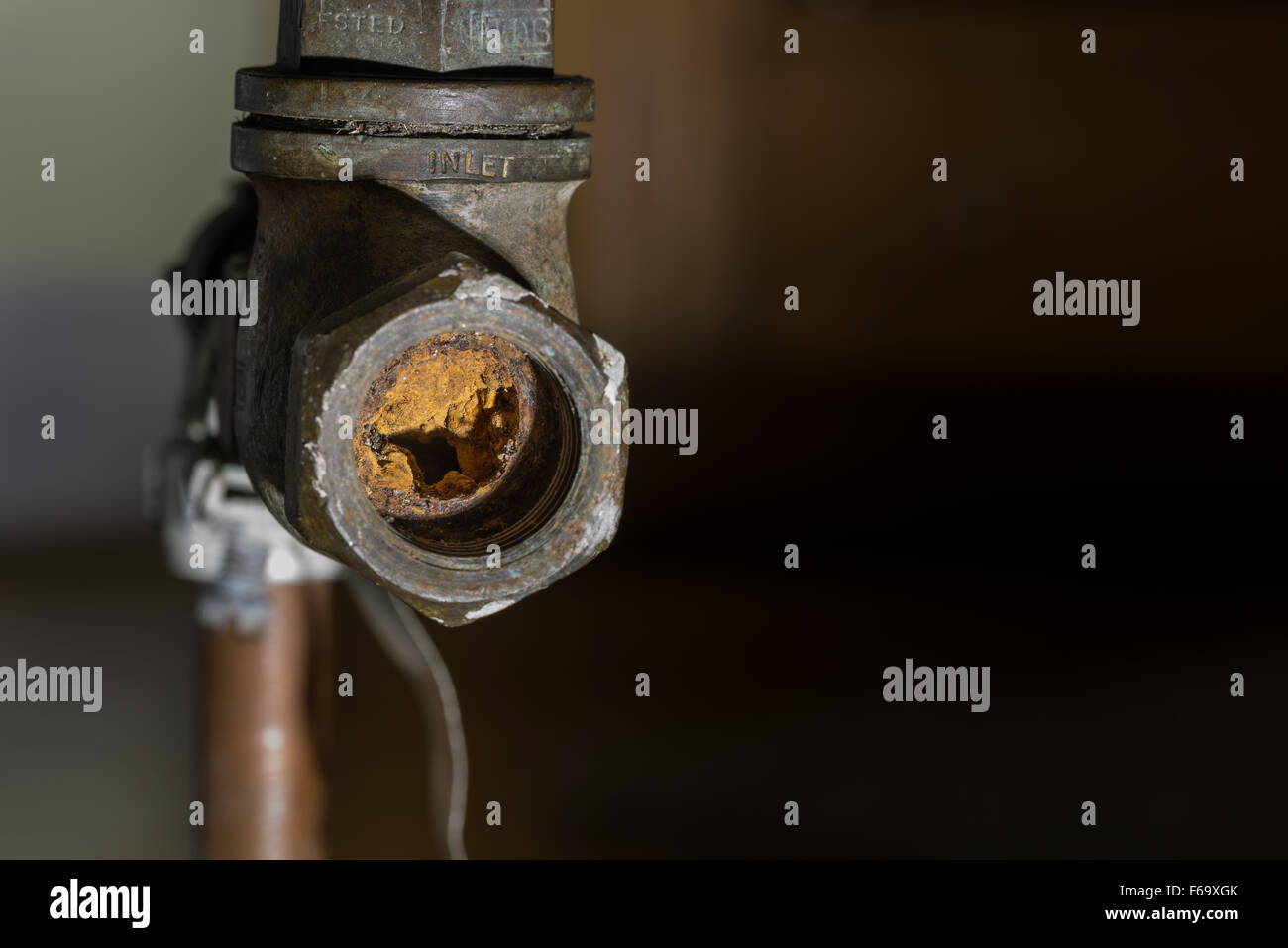 Cause of blocked mains stop cock hard water calcium carbonate deposits