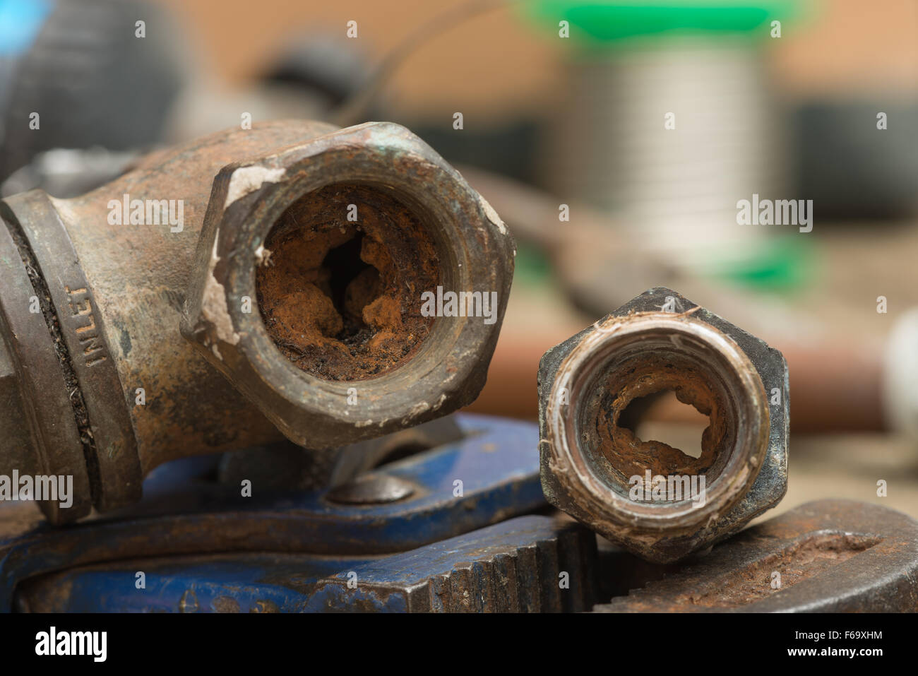 Cause of blocked mains stop cock hard water calcium carbonate deposits