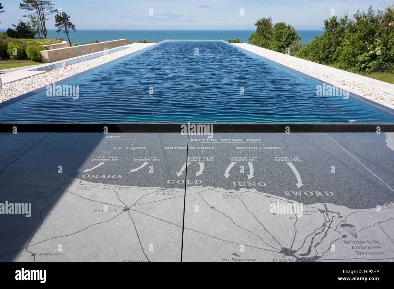 Operation Map of D-Day Landings, American Cemetary, Normandy Stock Photo