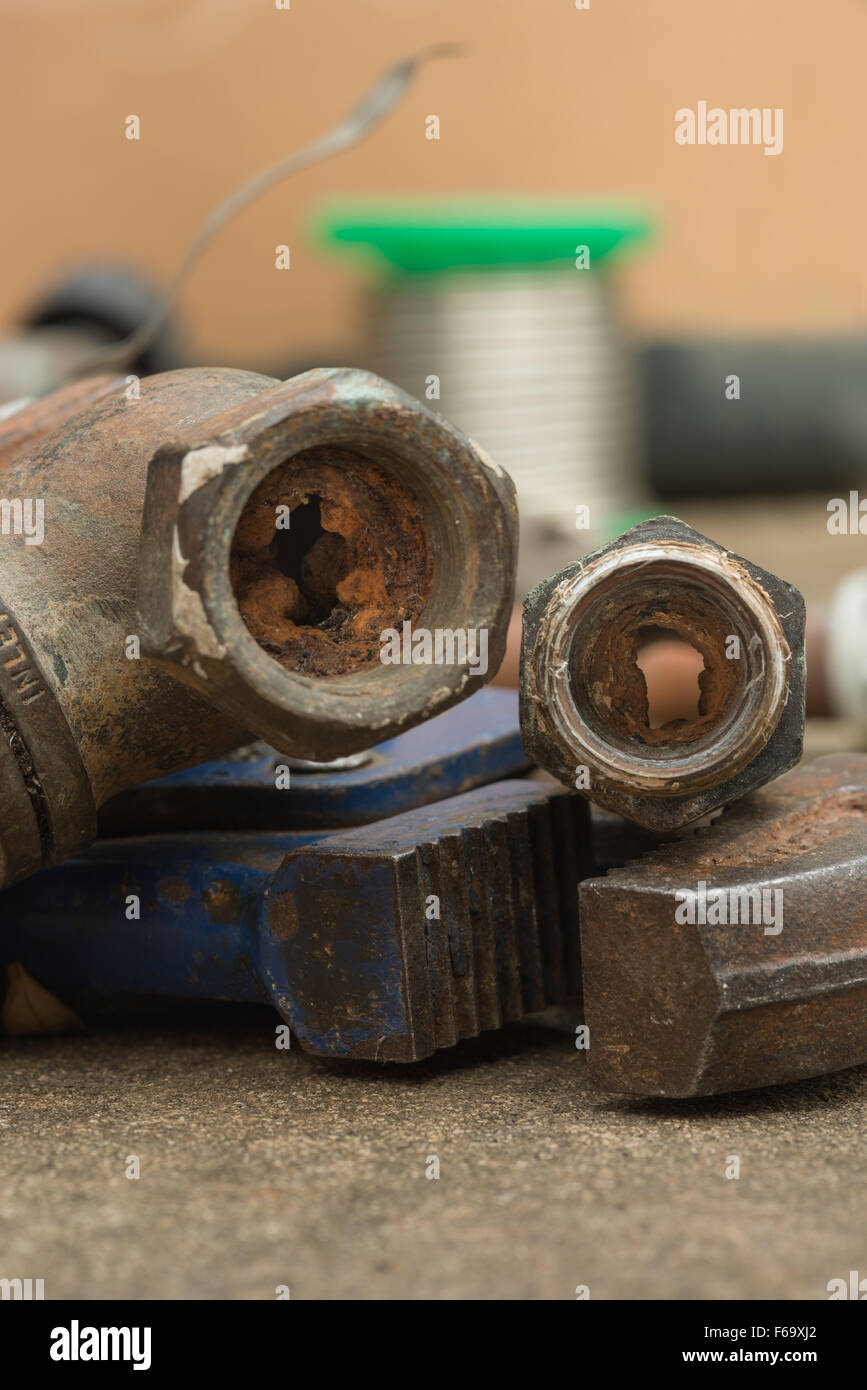 Cause of blocked mains stop cock hard water calcium carbonate deposits