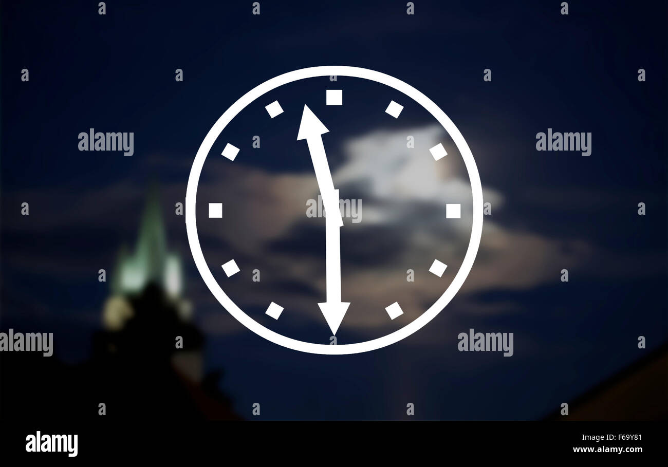 Abstract light bokeh clocks half past eleven Stock Photo