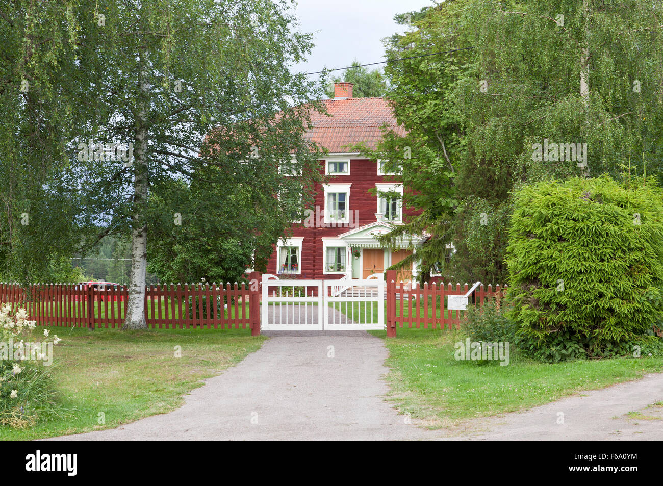 HALSINGLAND, SWEDEN ON JULY 23, 2015. View of a beautiful wooden homestead. UNESCO World Heritage Site. Entrance. Editorial use. Stock Photo
