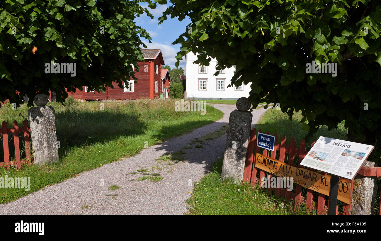 HALSINGLAND, SWEDEN ON JULY 24, 2015. View of a beautiful wooden homestead. UNESCO World Heritage Site. Entrance. Editorial use. Stock Photo