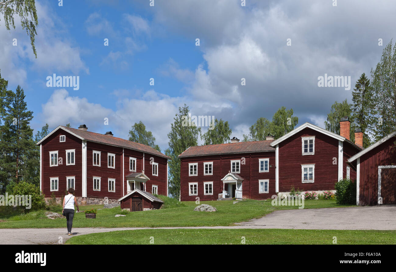 HALSINGLAND, SWEDEN ON JULY 24, 2015. View of a beautiful wooden homestead. UNESCO World Heritage Site. Farmland. Editorial use. Stock Photo