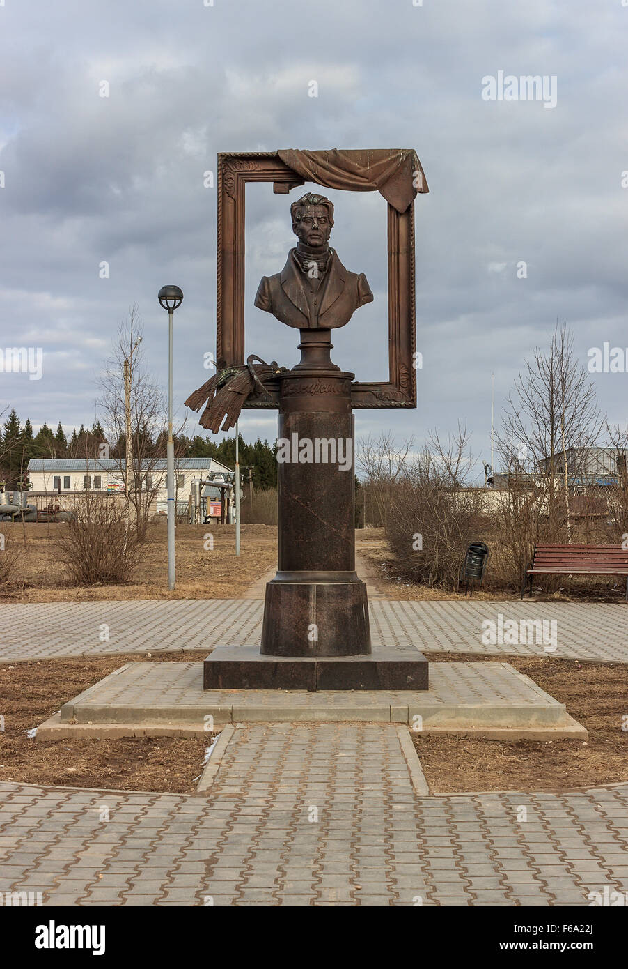 The monument to the Russian artist Alexey Gavrilovich Venetsianov. Russia, the city of Udomlya. Stock Photo