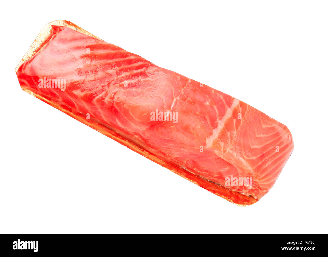 piece of red fish fillet isolated on white Stock Photo