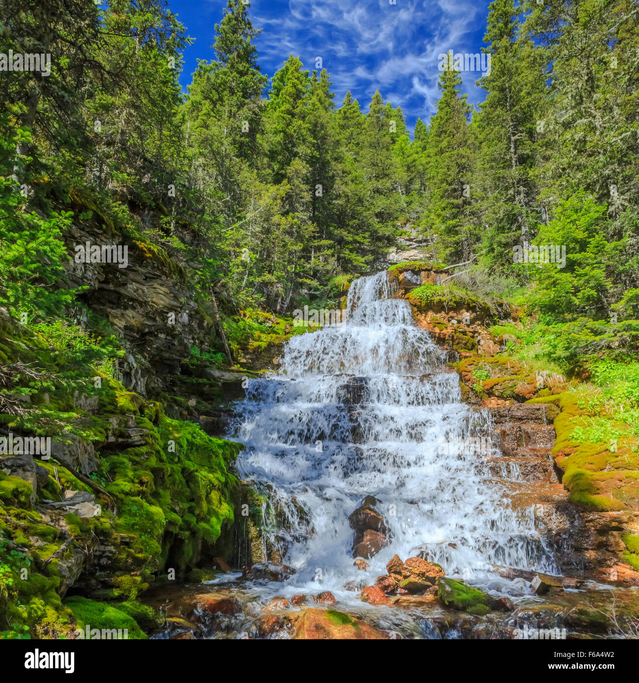 crystal cascades in the big snowy mountains near lewistown, montana Stock Photo