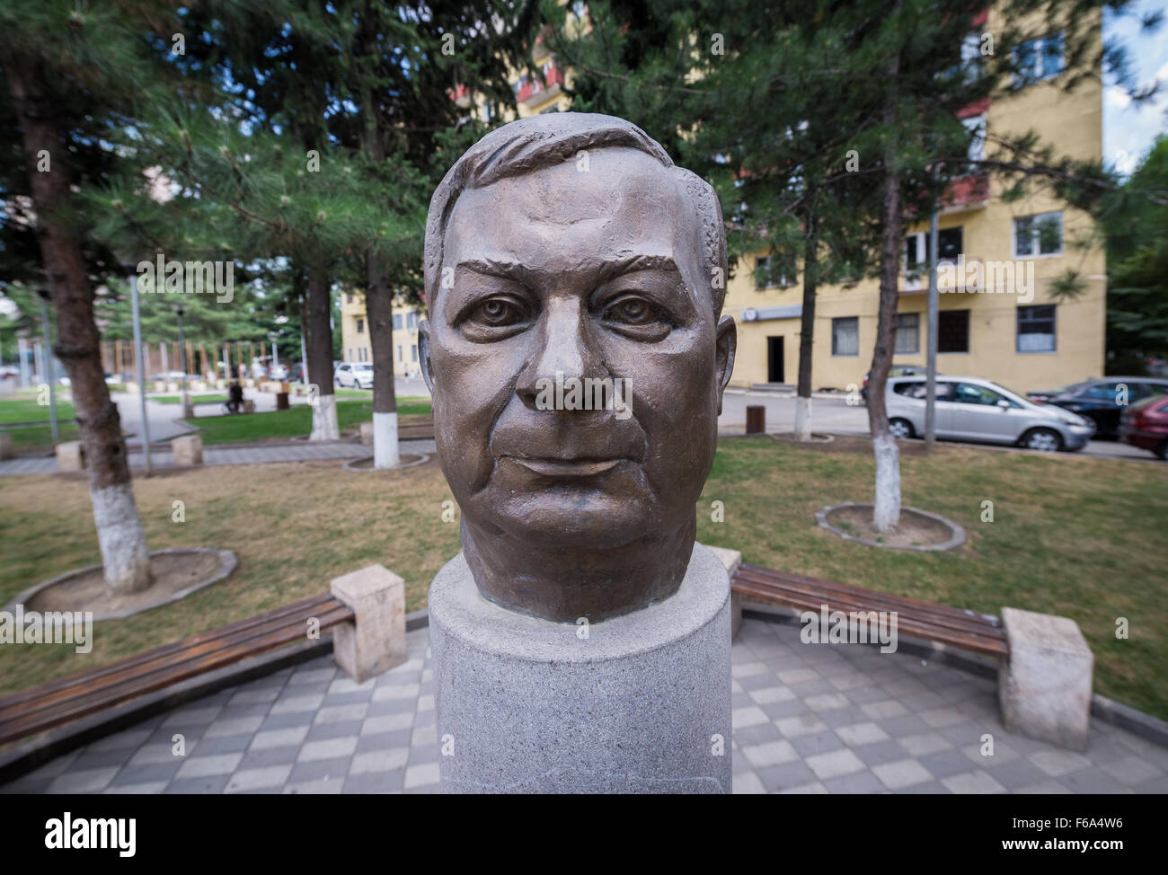 The monument of former Polish President Lech Kaczynski in Tbilisi, Georgia Stock Photo