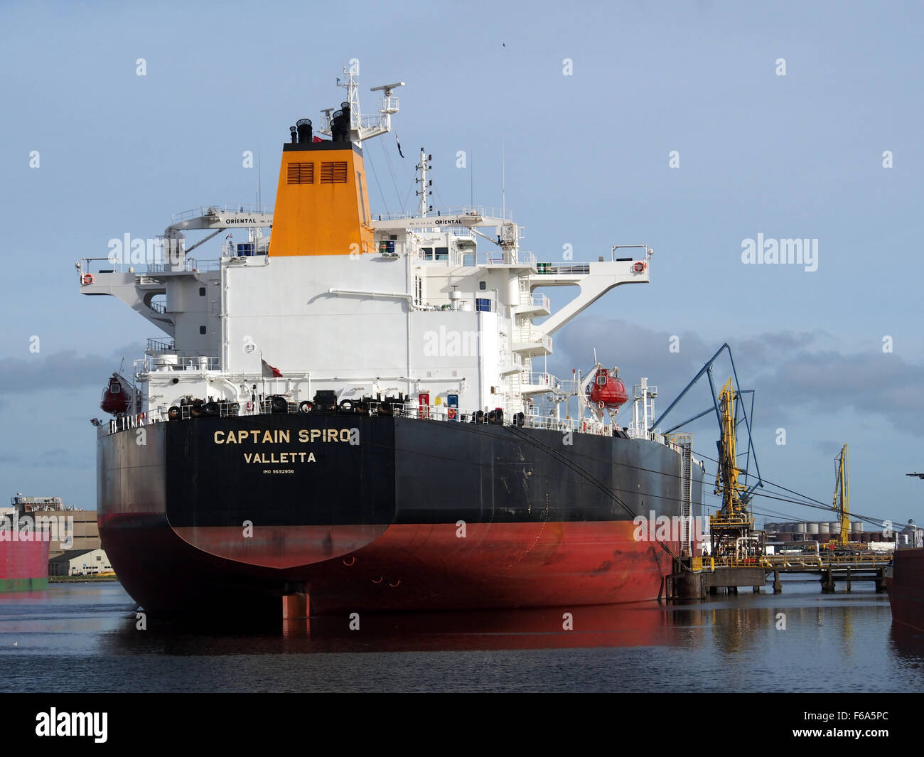 Spiro Containers Captain Spiro, a container ship and oil tanker, docked at the Port of ...