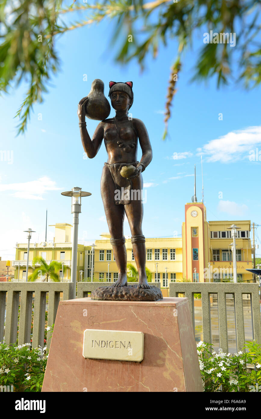 Statue of a indigenous woman in the plaza of Manati, Puerto Rico. USA territory. Caribbean Island Stock Photo