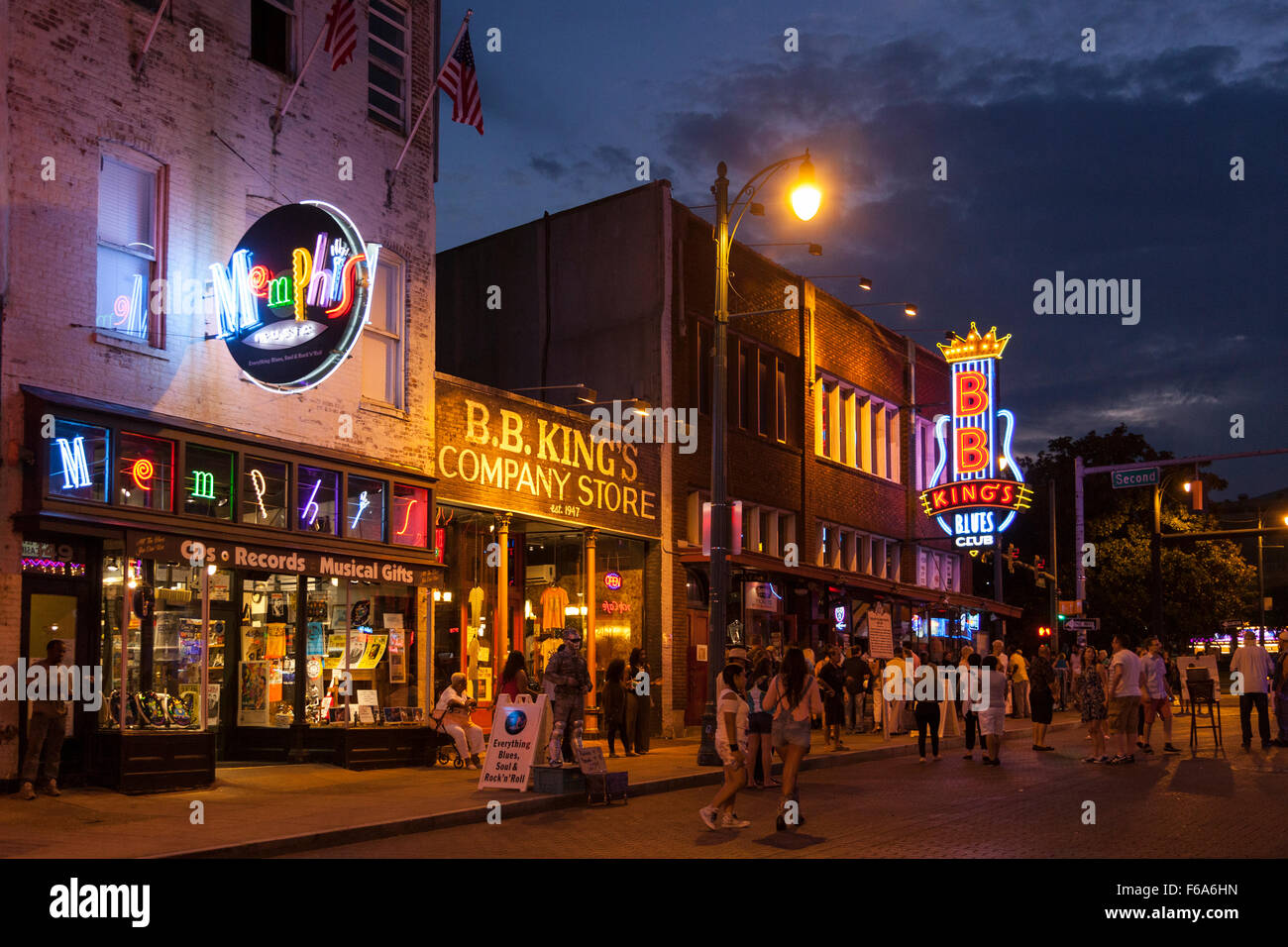 Beale Street at dusk, Memphis, Tennessee, USA Stock Photo - Alamy