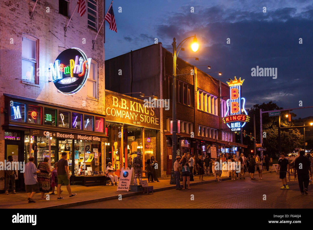 Beale Street at dusk, Memphis, Tennessee, USA Stock Photo Alamy