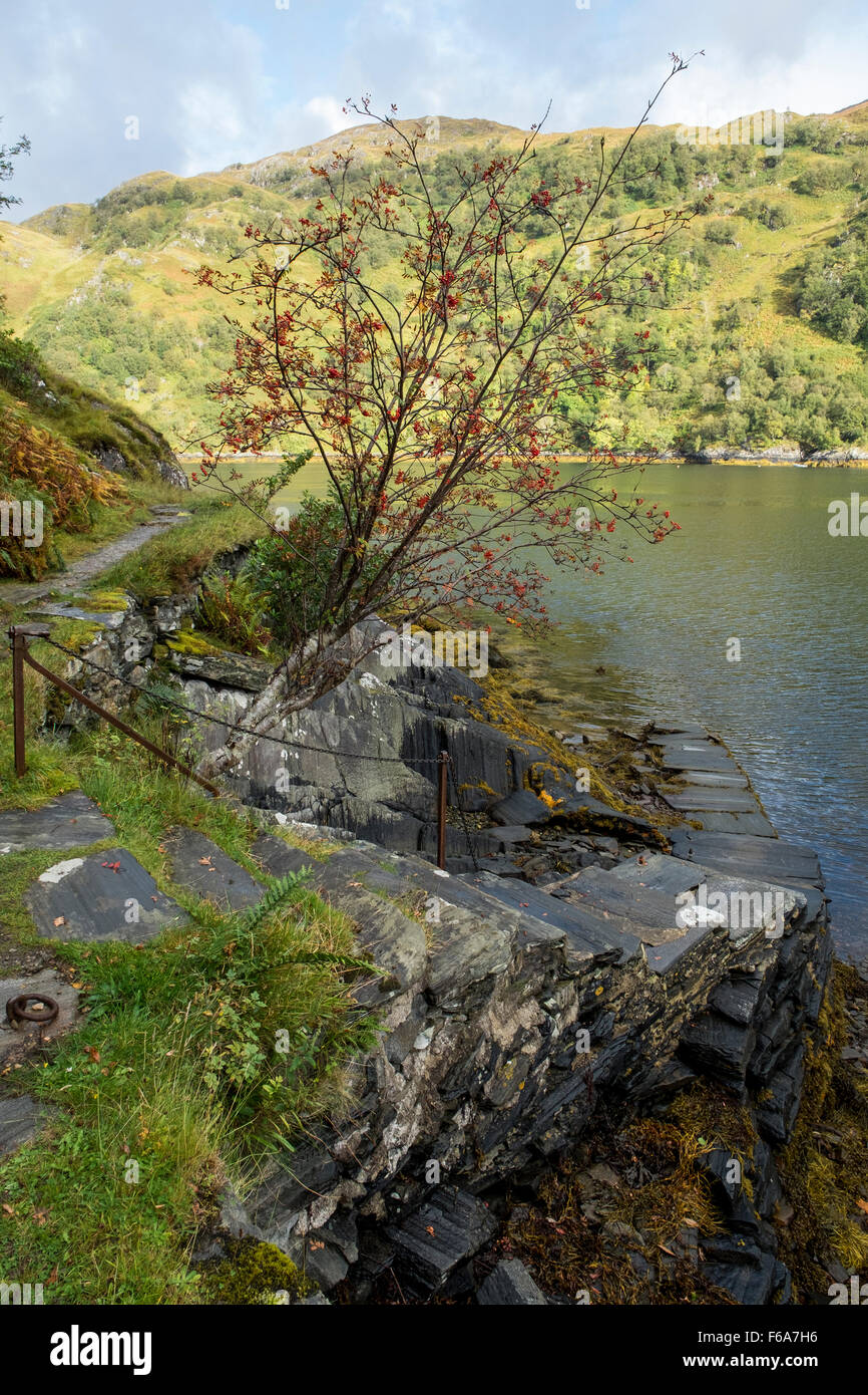 The steps down to the jetty at Kinloch Hourn, Knoydart, Scotland Stock