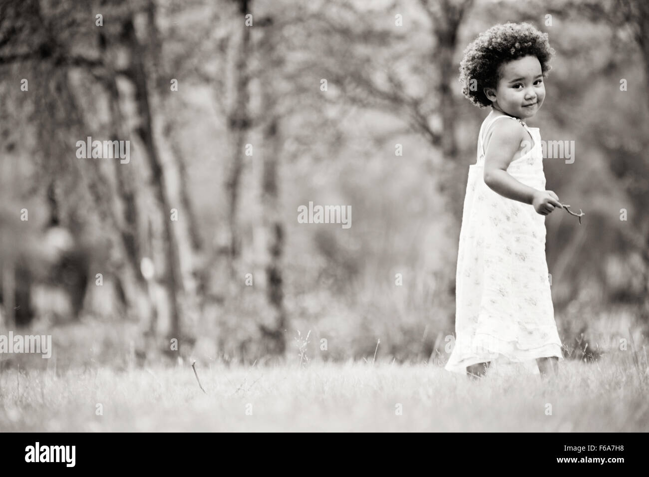 African young girl is having fun outside Stock Photo