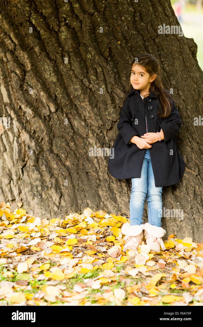 Little girl in the autumn park Stock Photo - Alamy