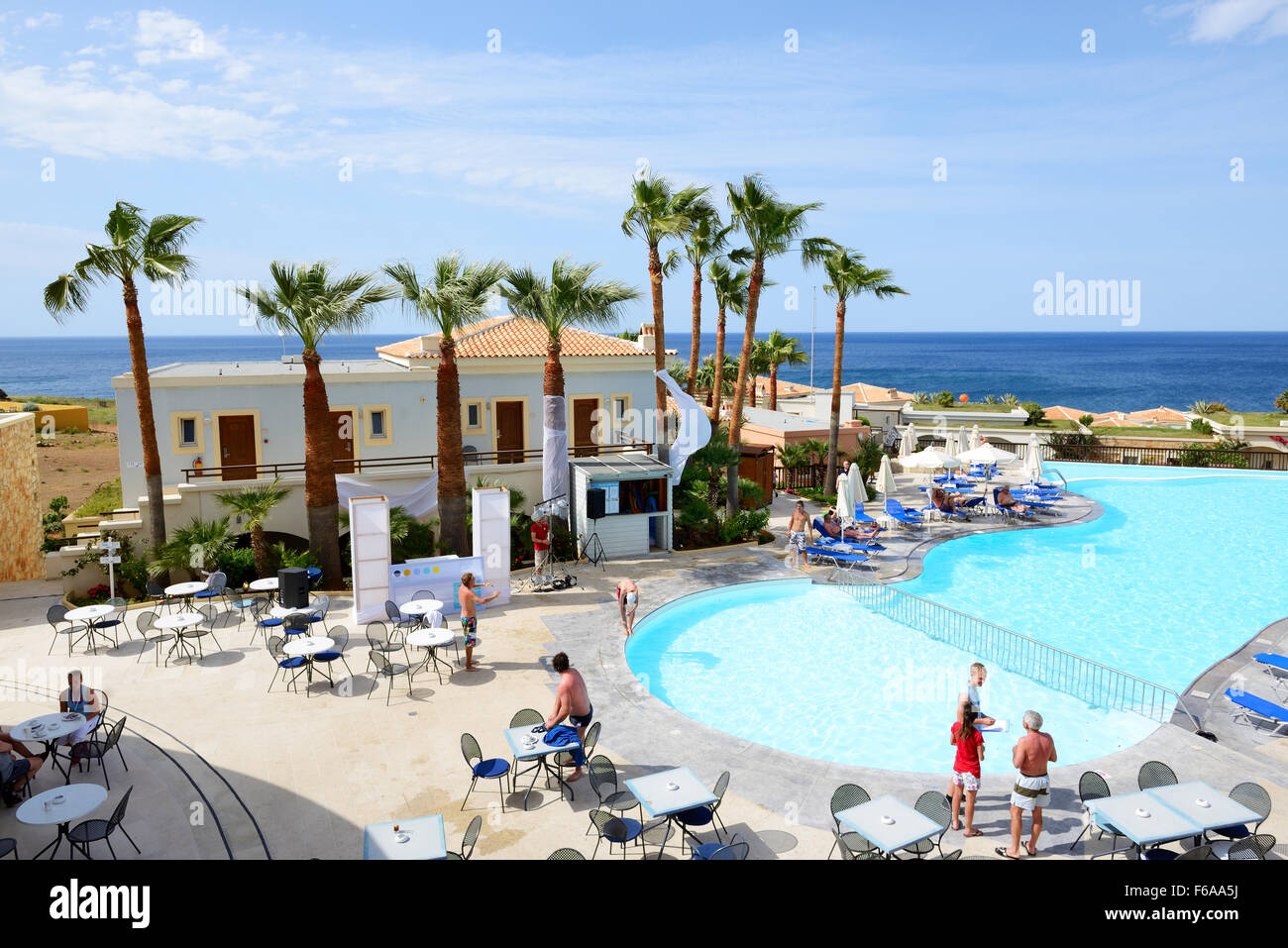 The tourists enjoiying their vacation on the beach, Crete, Greece Stock ...