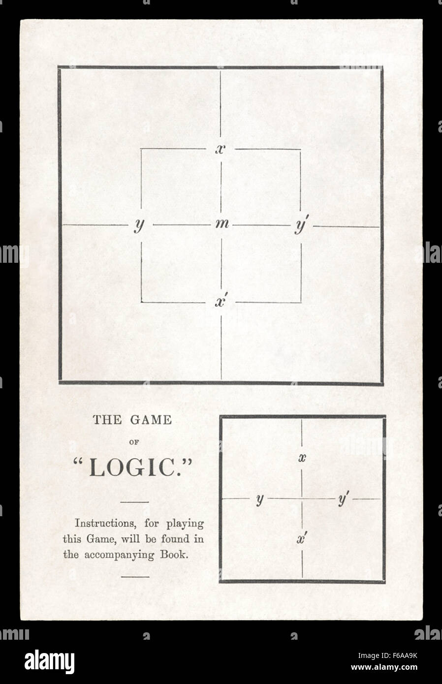 The board from 'The Game of Logic'  by Lewis Carroll (1832-1898). See description for more information. Stock Photo