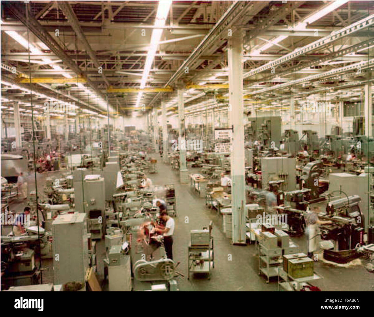 Machine shop in the Pratt and Whitney Aircraft research and Stock Photo