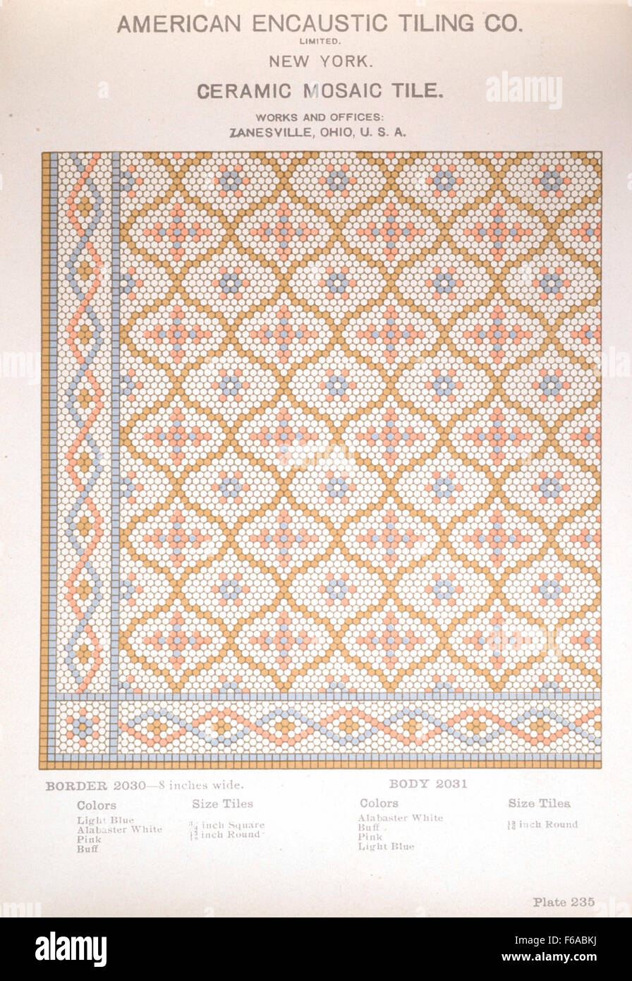 An image of Plate 235 from the American Encaustic Tiling Company's