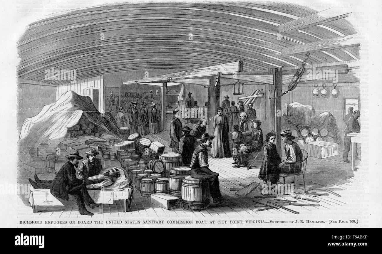 Richmond refugees on board the United States Sanitary Commission Boat Stock Photo - Alamy