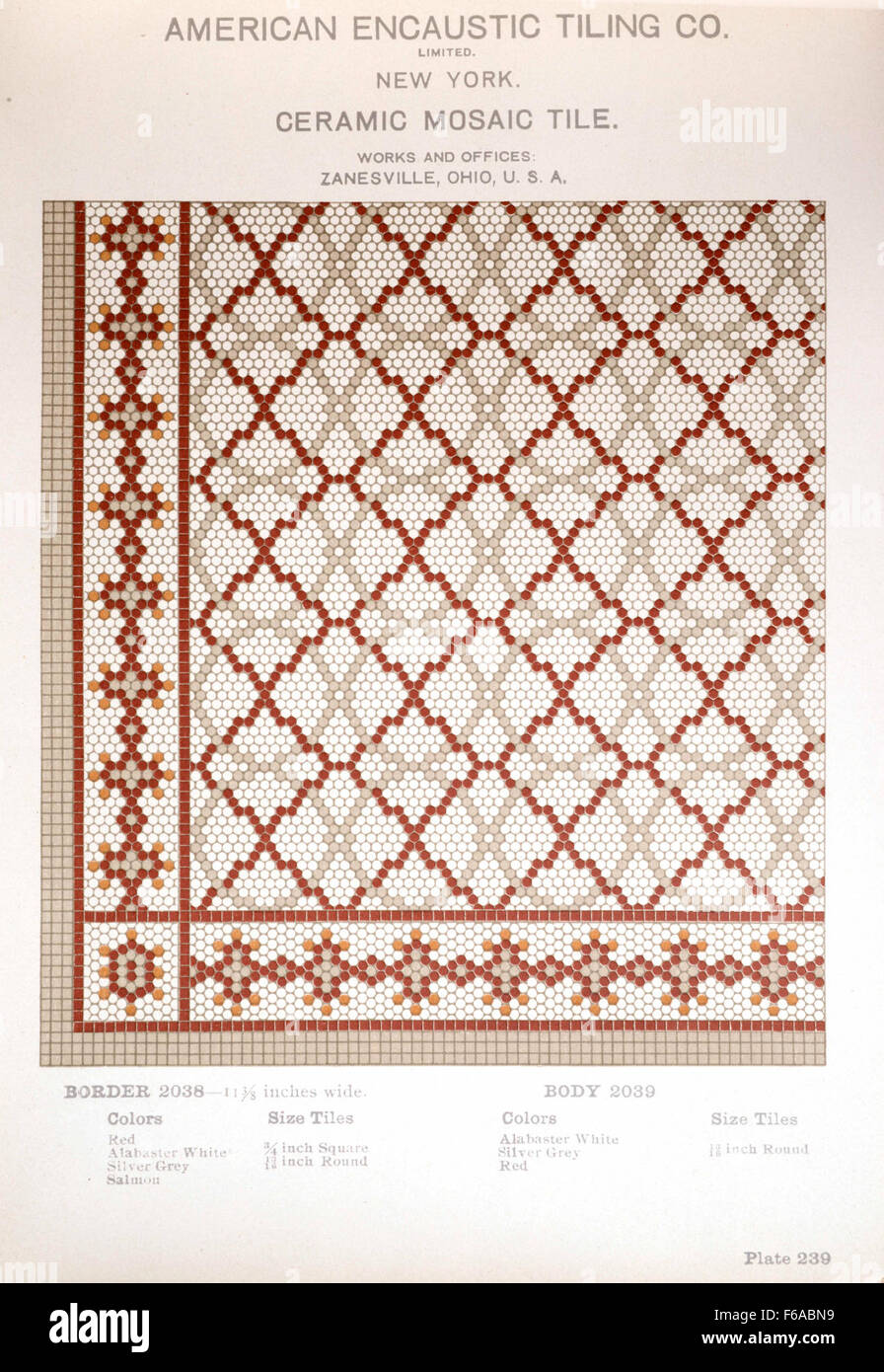 Plate 239 from the American Encaustic Tiling Company shows a detailed