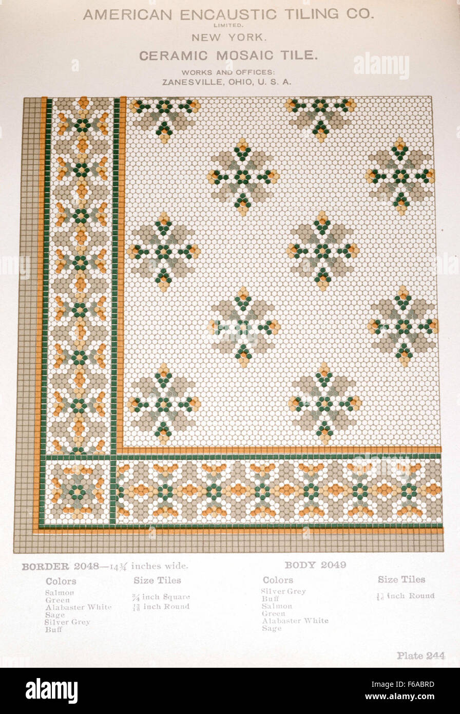 Plate 244 from the American Encaustic Tiling Company showcases a