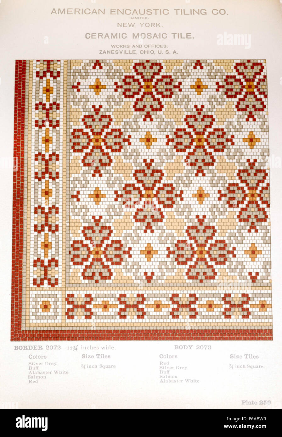 This image showcases Plate 256 from the American Encaustic Tiling