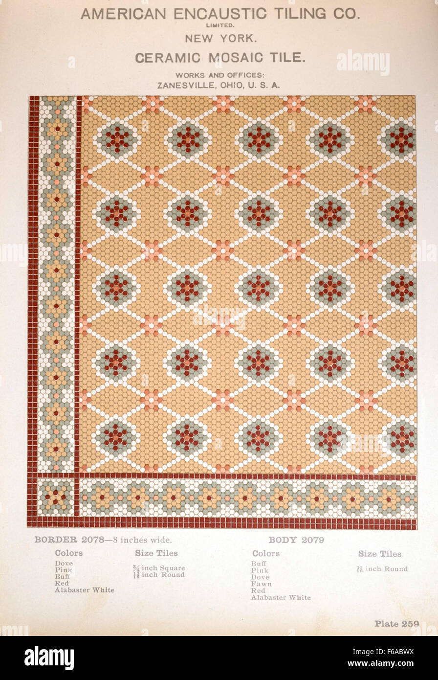 Plate 259 from the American Encaustic Tiling Company features a