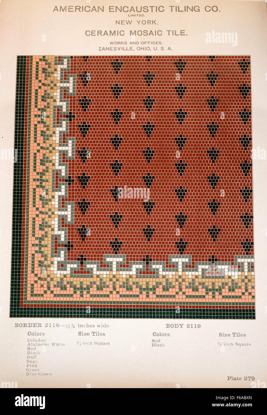 Plate 279 from the American Encaustic Tiling Company showcases a unique