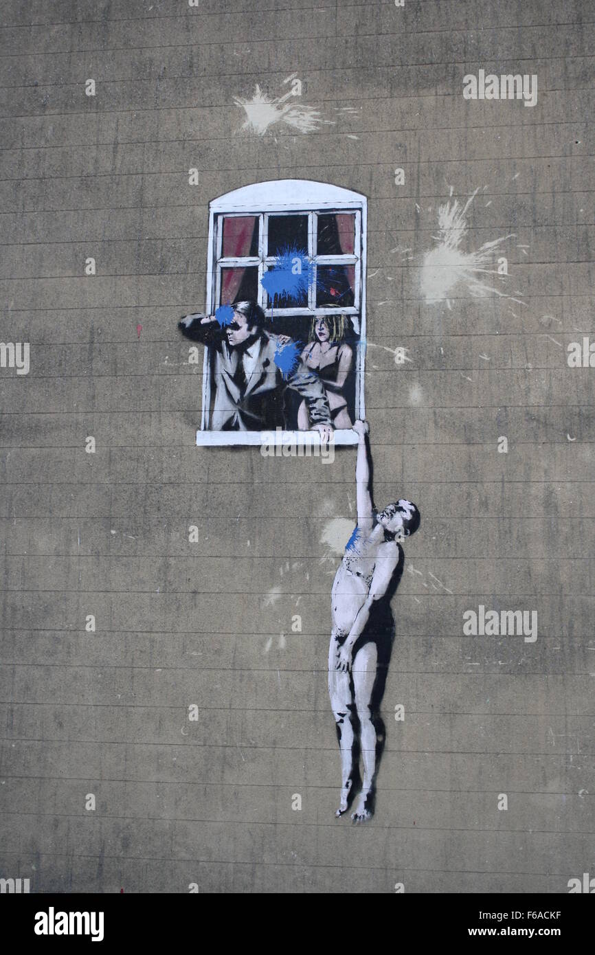 Banksy's Well Hung Lover in Bristol Stock Photo