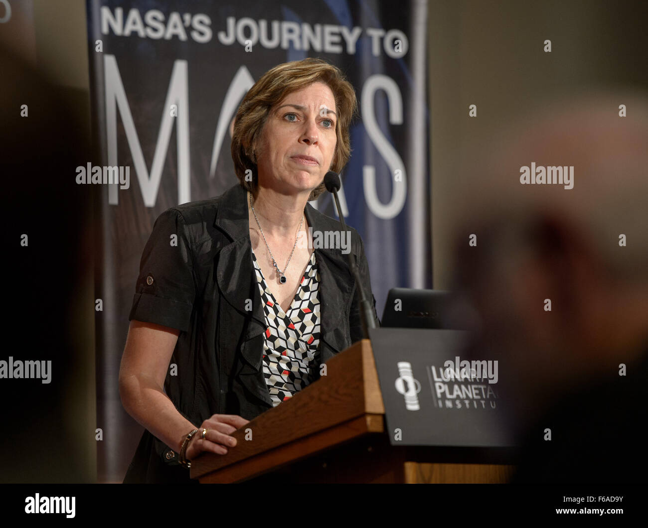 Ellen Ochoa, director, NASA Johnson Space Center, speaks during the