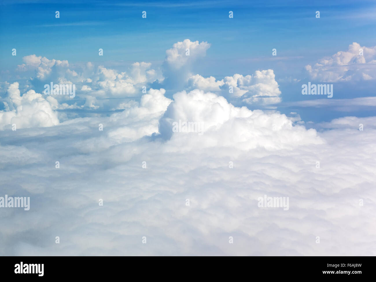 Panoramic view of cumulus clouds from above Stock Photo