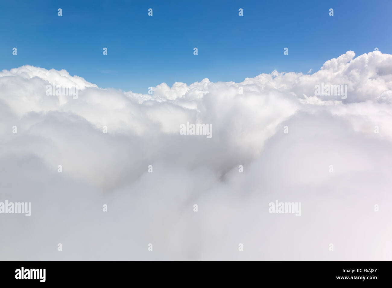 Panoramic view of cumulus clouds from above Stock Photo