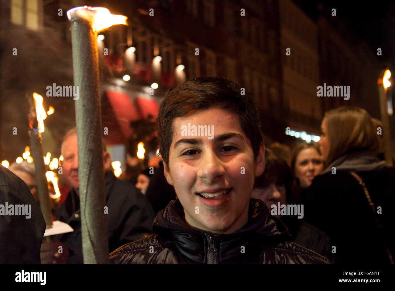 Copenhagen, Denmark. 15th November, 2015. Young man participates in a Copenhagen sympathy rally with the victims of Friday’s Paris terror attacks. Some 15.000 joined the rally where thePM and the French ambassador spoke. Credit:  OJPHOTOS/Alamy Live News Stock Photo