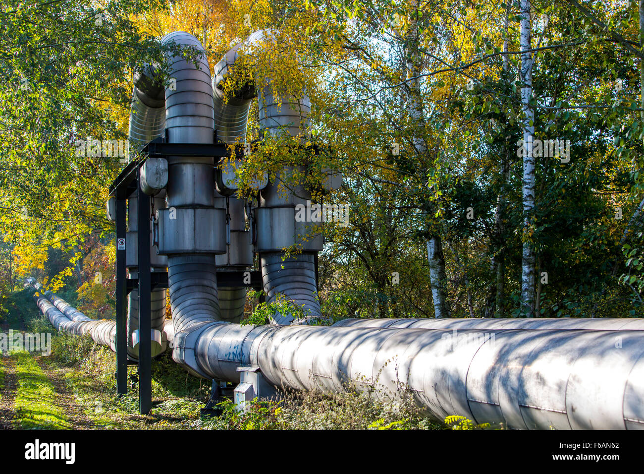District heating pipe, operated by STEAG, in Gelsenkirchen, expansion loops Stock Photo Alamy