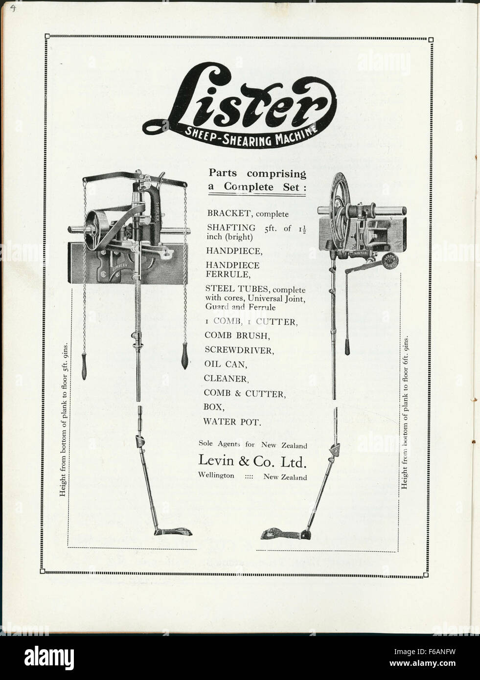 Levin & Co Ltd (Wellington) Lister sheepshearing machine Parts
