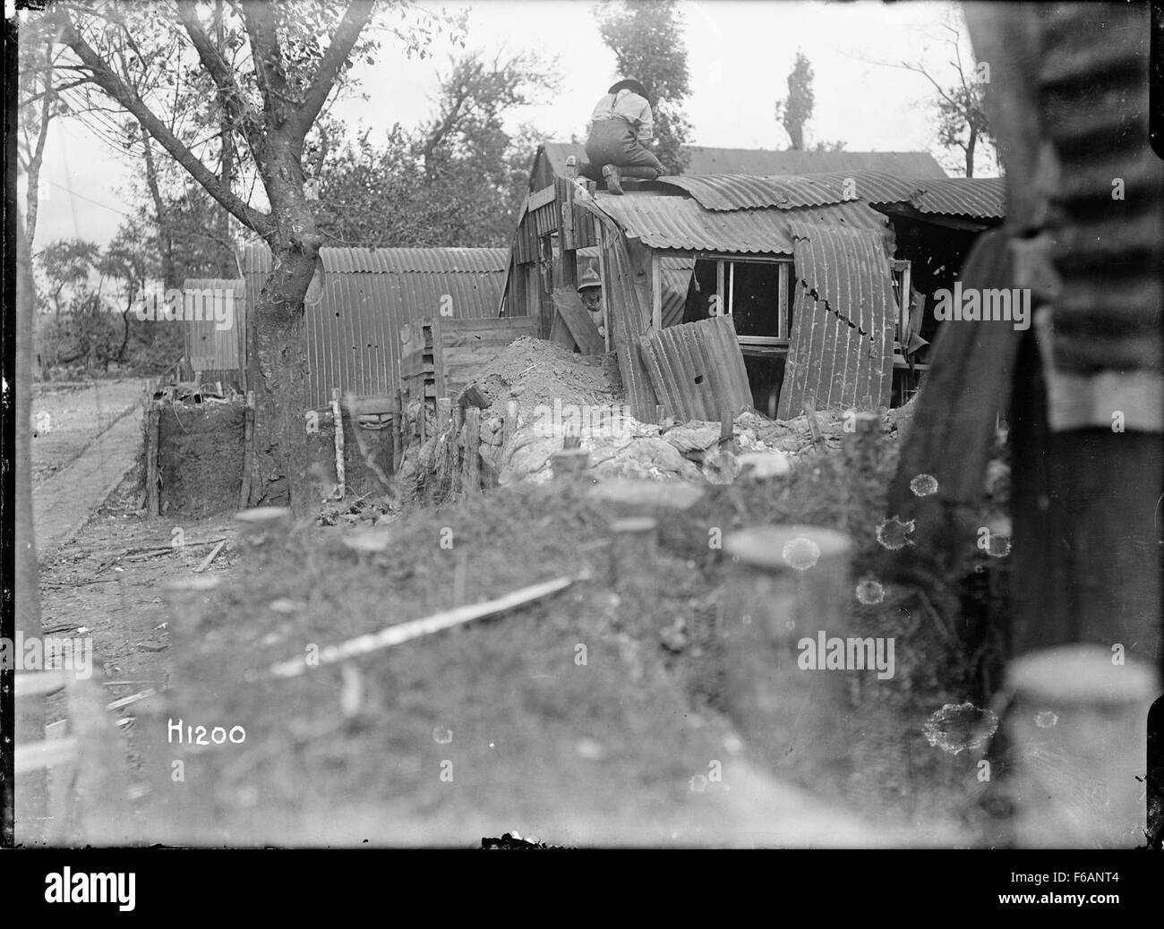 New Zealand army engineers repair huts in France, World War Stock Photo ...