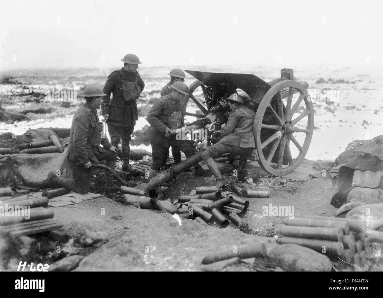 New Zealand Artillery, New Years Day, The Butte, Belgium Stock Photo