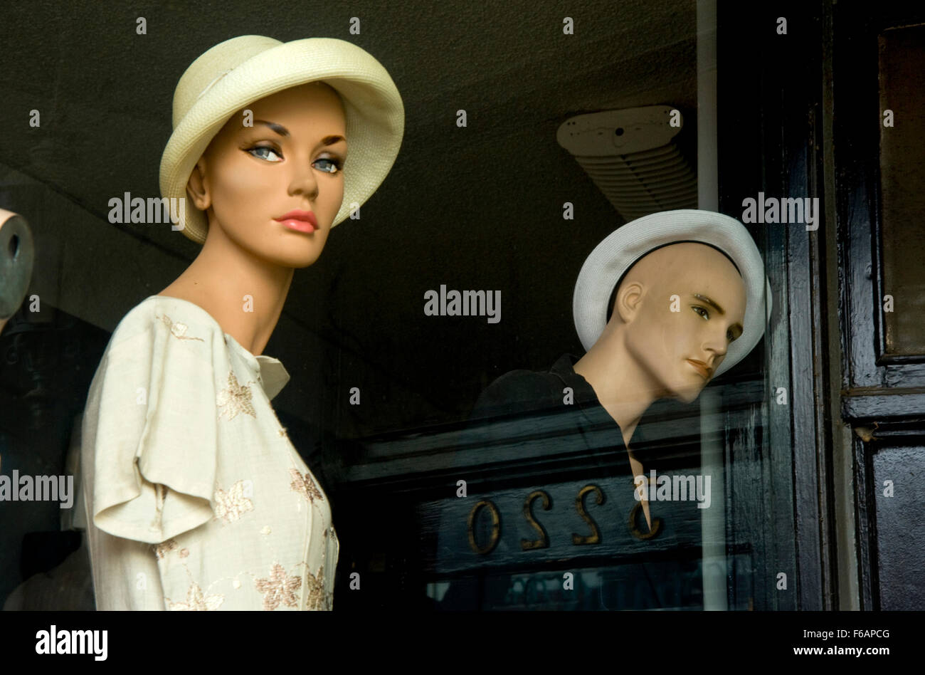 Mannequins in Window display Stock Photo