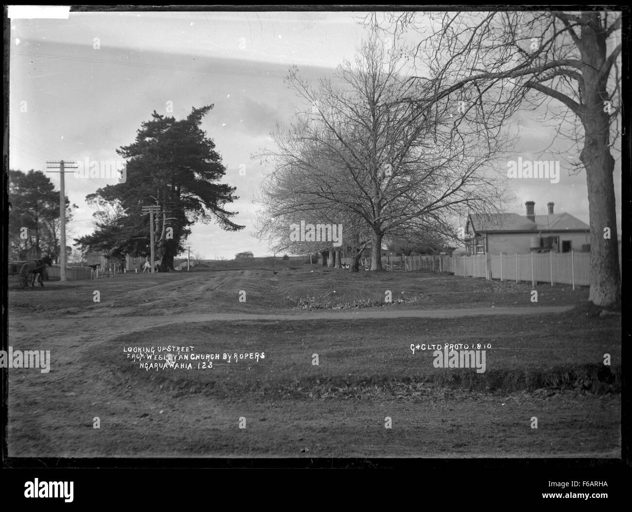 Street in Ngaruawahia, circa 1910 Photograph taken by G Stock Photo