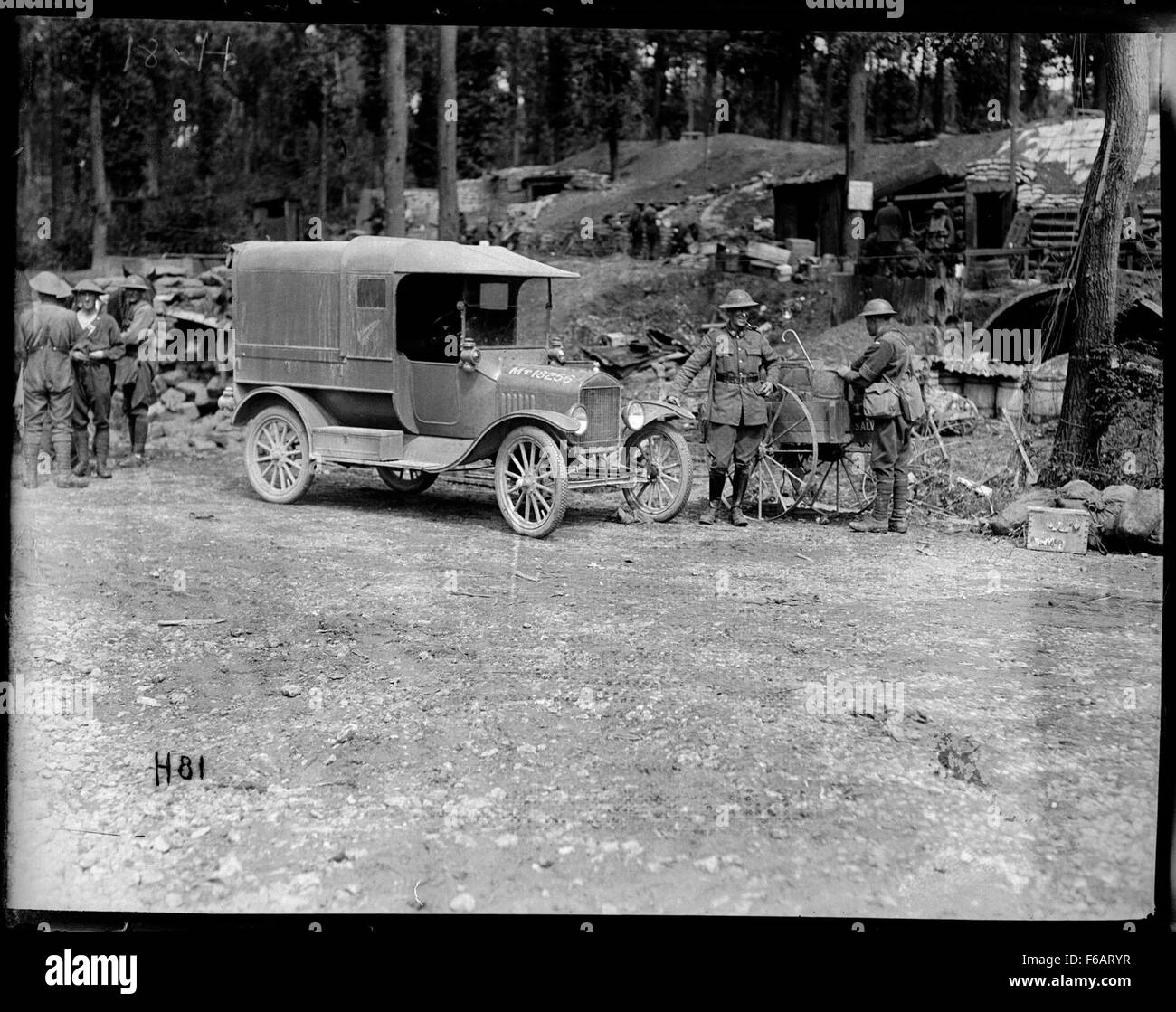 The official photographer's car in Ploegsteert Wood, World War I Stock Photo