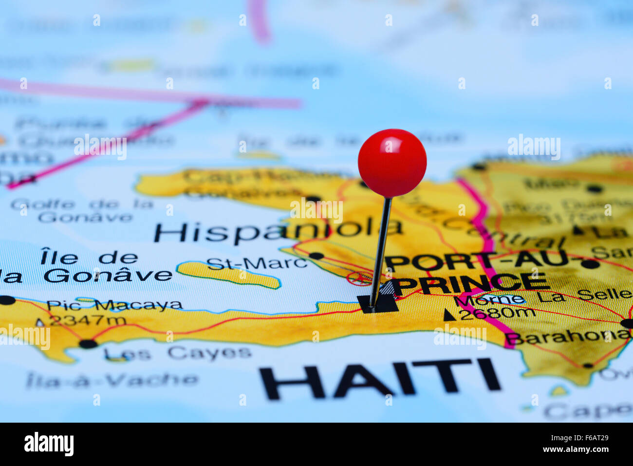 Port au prince map hi res stock - Port Au Prince Pinned On A Map Of America F6AT29