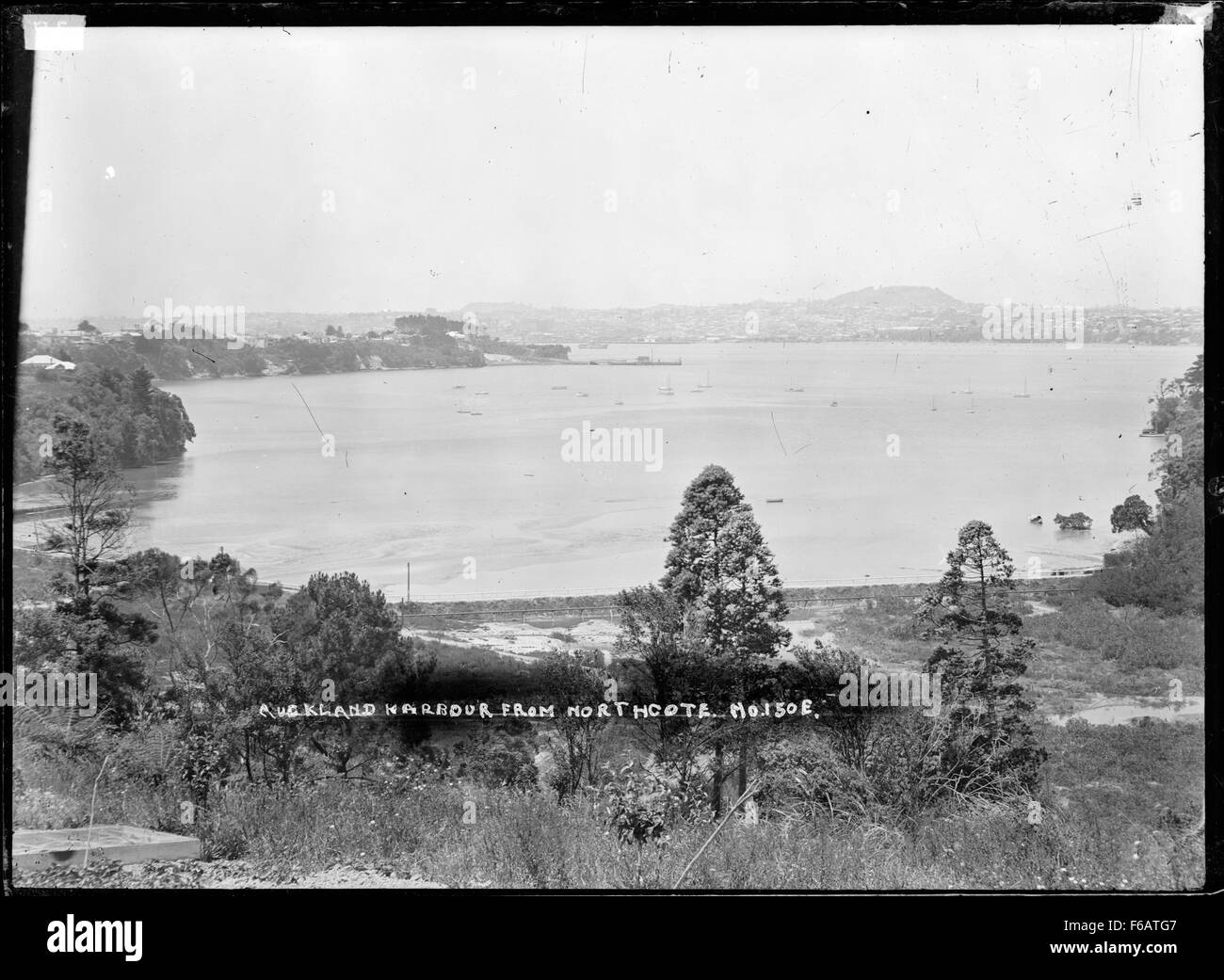 A scenic view of Auckland Harbour captured from Northcote, New Zealand ...