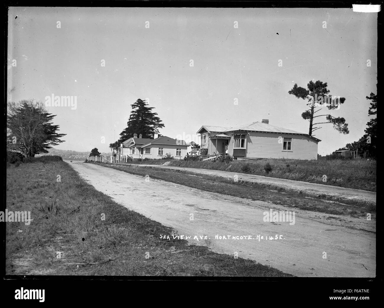 This historical image shows a view of Seaview Avenue in Northcote ...
