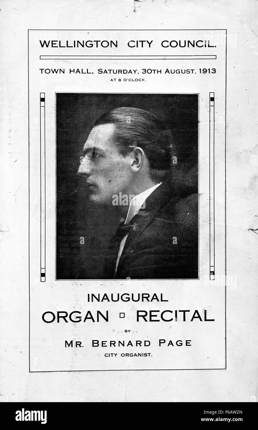 Wellington City Council Town Hall, Saturday, 30th August 1913 at Stock Photo Alamy