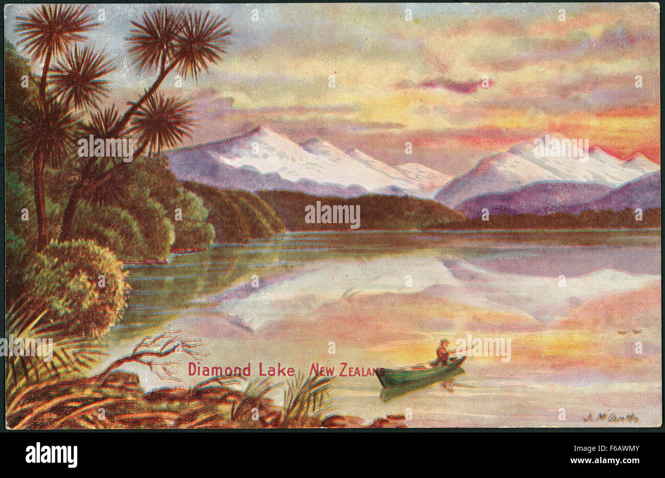 Cantle, J M, fl 1900s Diamond Lake, New Zealand Stock Photo